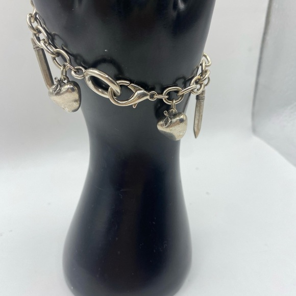 Silver Charm Bracelet with ABC and History Charms - Picture 2 of 5